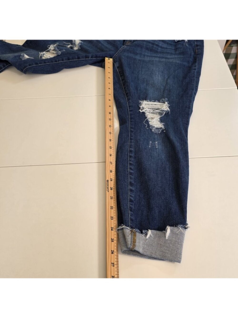 Judy Blue Skinny Jeans 20W Dark Blue Destroyed Distressed Cuffed Stretch JB8822 - Picture 9 of 16